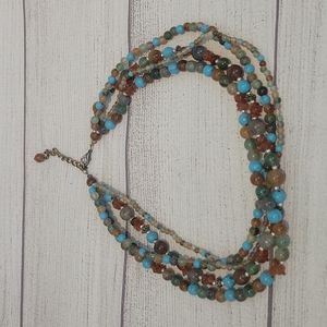 Multi-strand beaded necklace